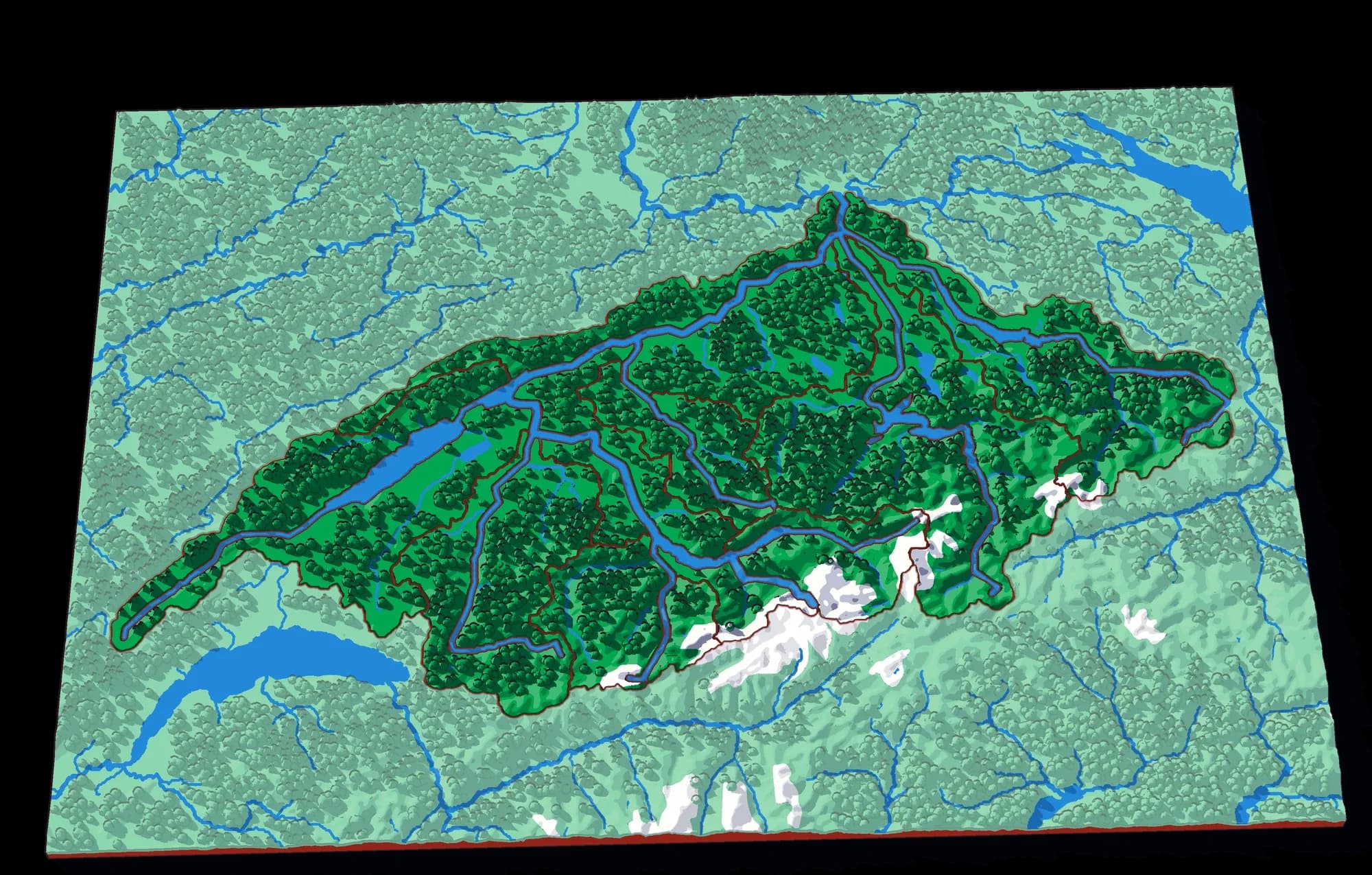 The Aare relief puzzle, seen at an angle