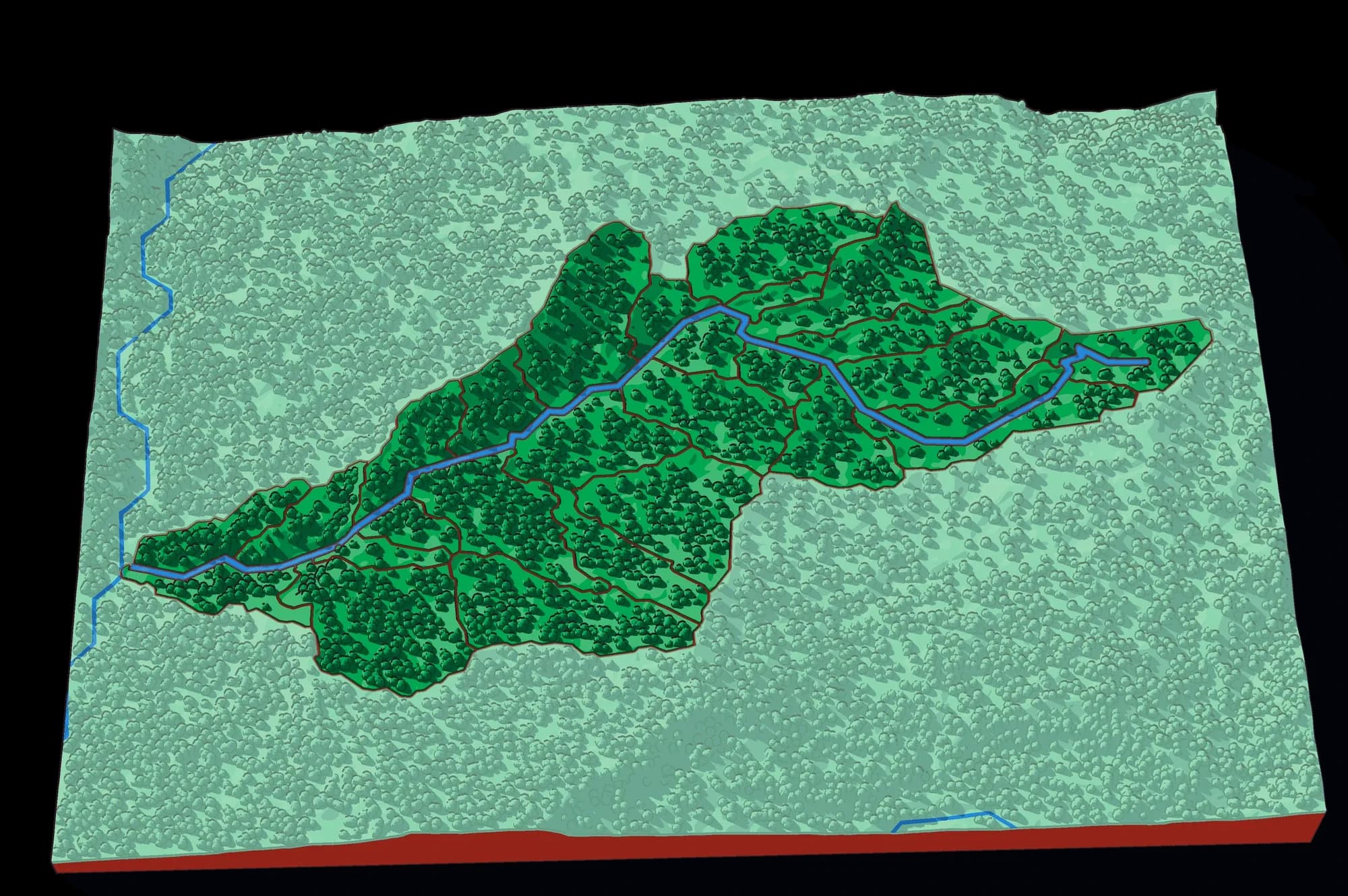 Barichara als Relief-Puzzle, schräg von oben