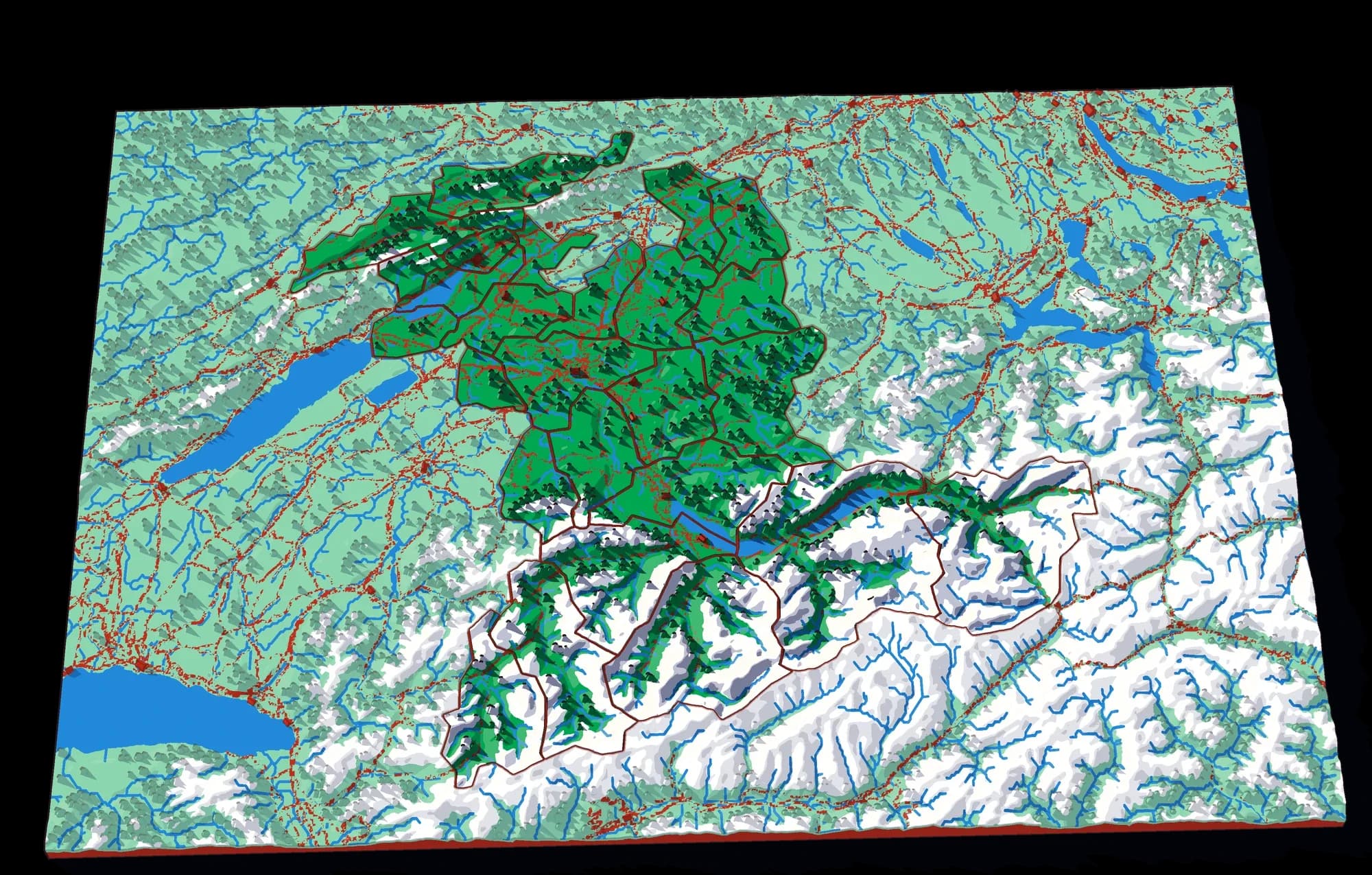 Canton Bern relief puzzle, seen at an angle