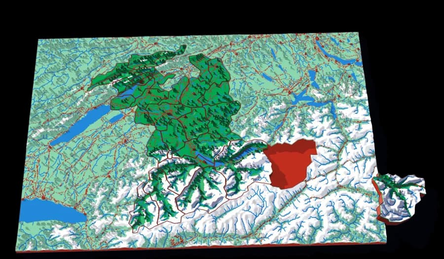Canton Bern relief puzzle map, 26 pieces