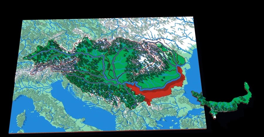 The Danube relief puzzle map, 12 pieces