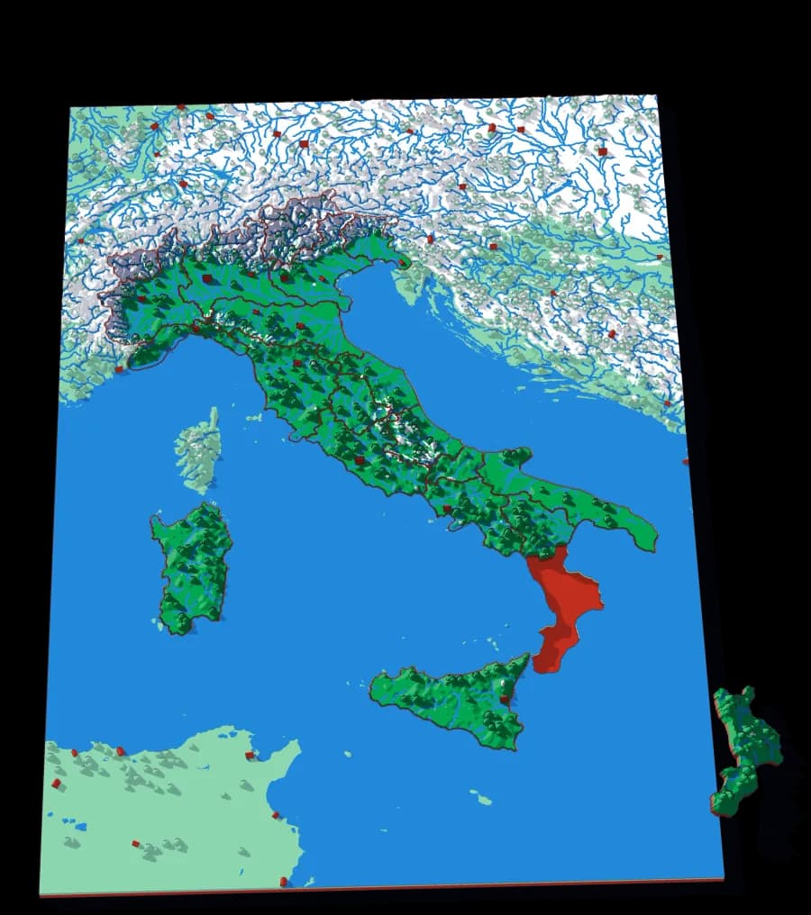 Italy relief puzzle map, 20 pieces