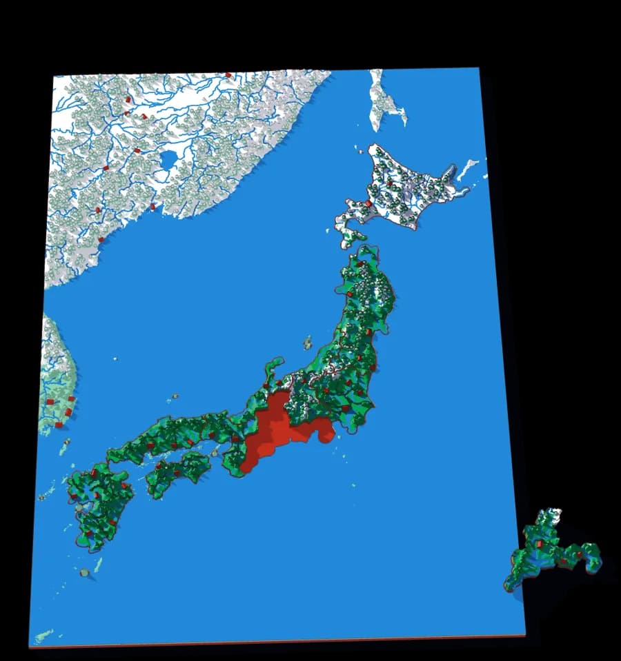 Japan relief puzzle map, 10 pieces