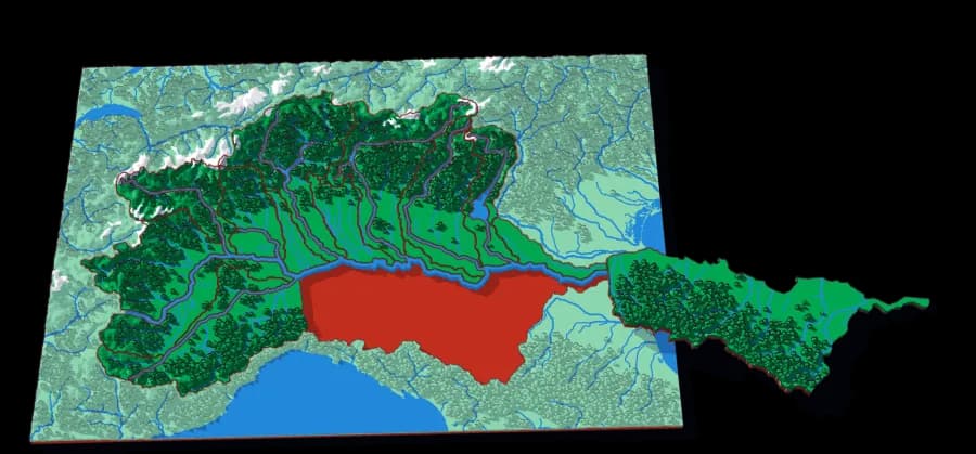 The Po relief puzzle map, 15 pieces