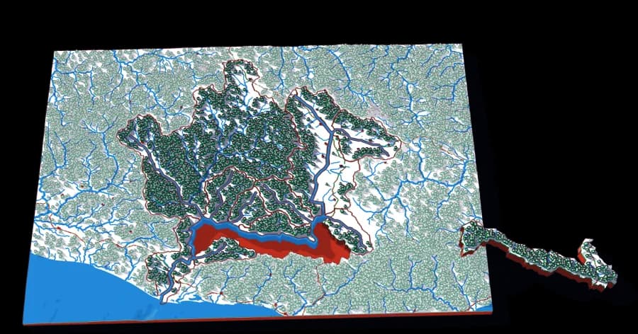 Le Río Verde, puzzle-carte en relief, 14 pièces