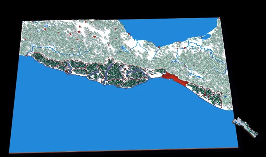 Le sud du Mexique, puzzle-carte en relief, 14 pièces