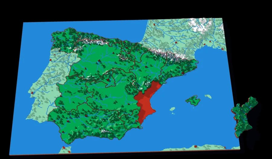 Spain relief puzzle map, 16 pieces