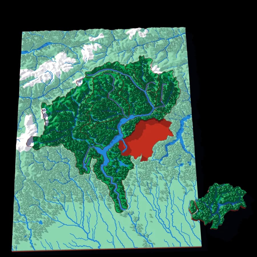 The Ticino relief puzzle map, 12 pieces