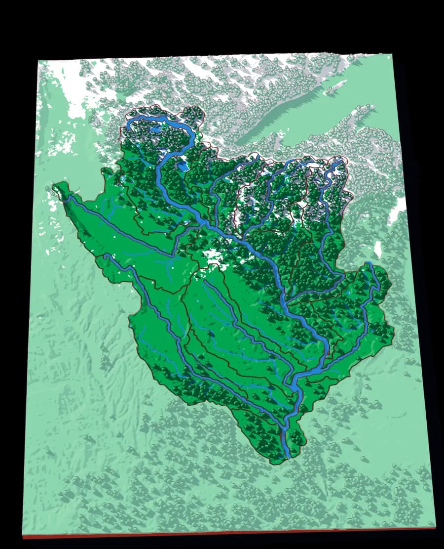 The Upper Mississippi relief puzzle map, 21 pieces