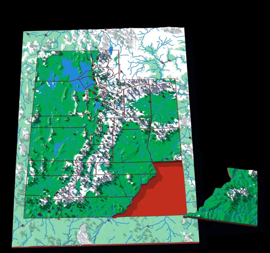 Utah relief puzzle map, 29 pieces