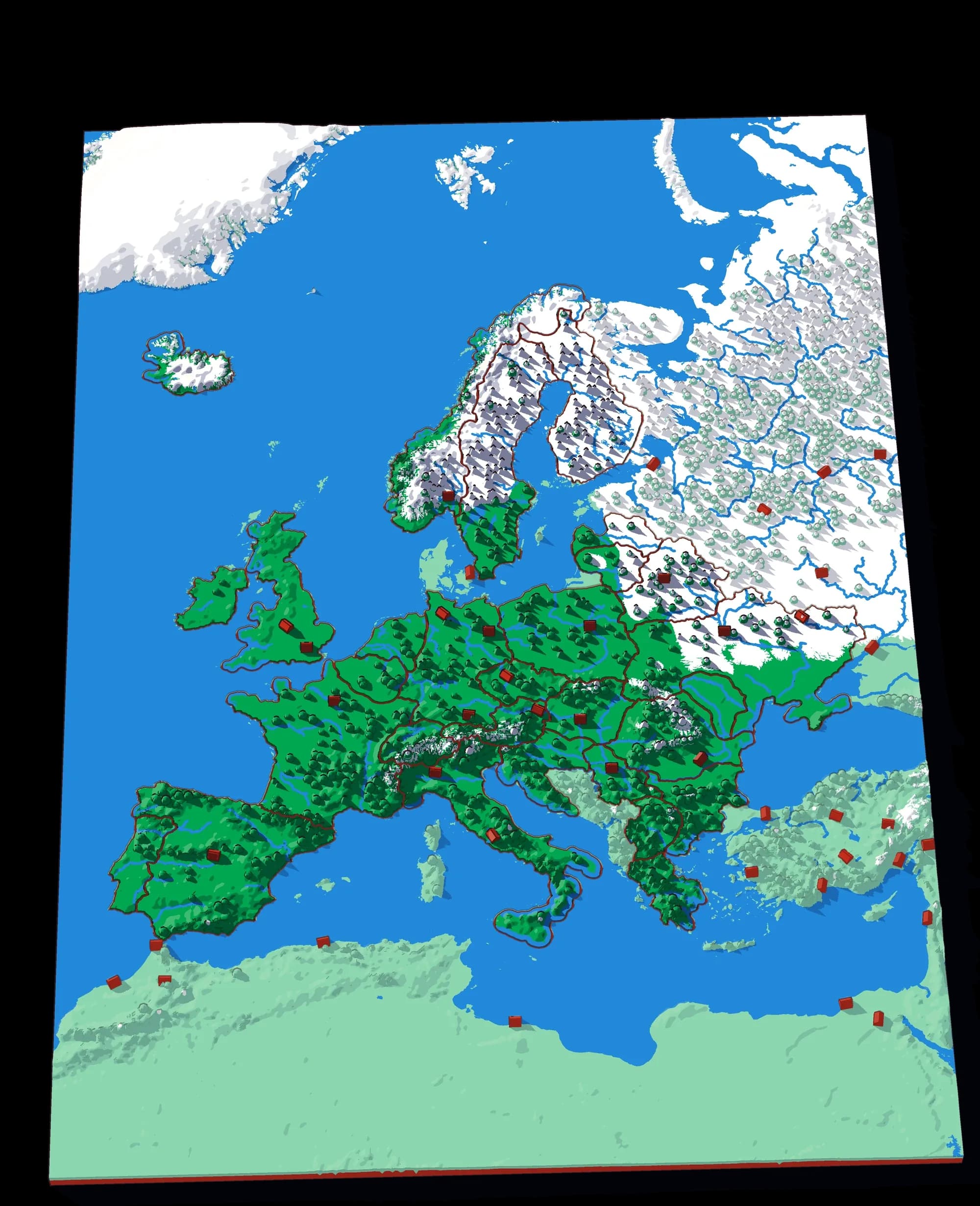 Europa als Relief-Puzzle, schräg von oben