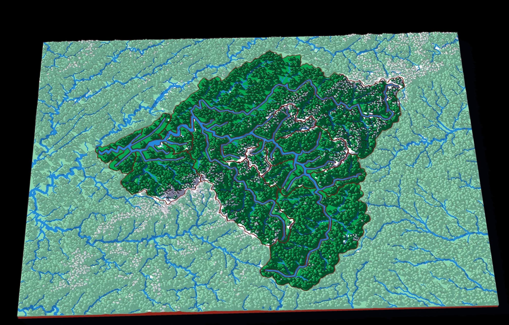 The French Broad relief puzzle, seen at an angle