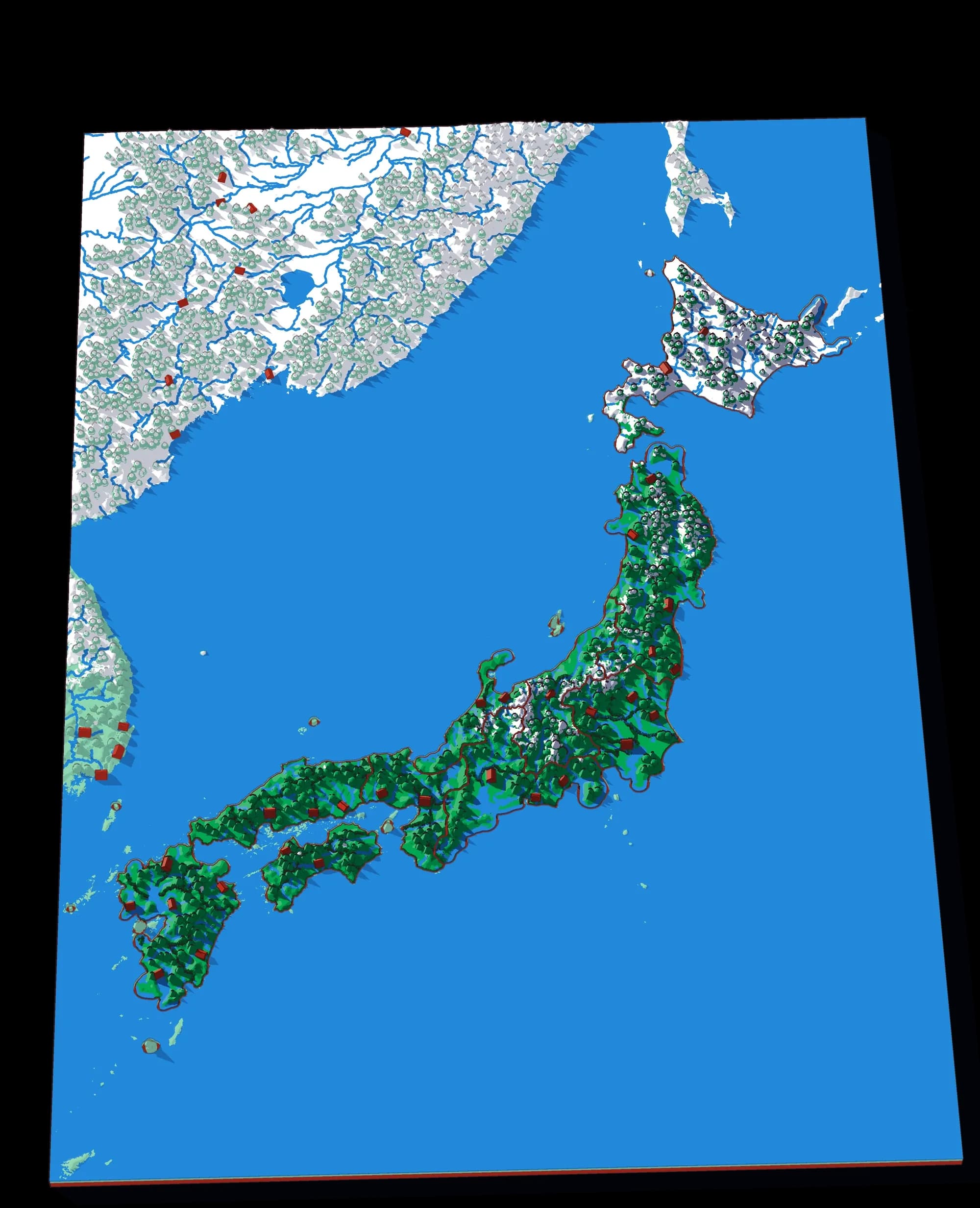 Japan relief puzzle, seen at an angle