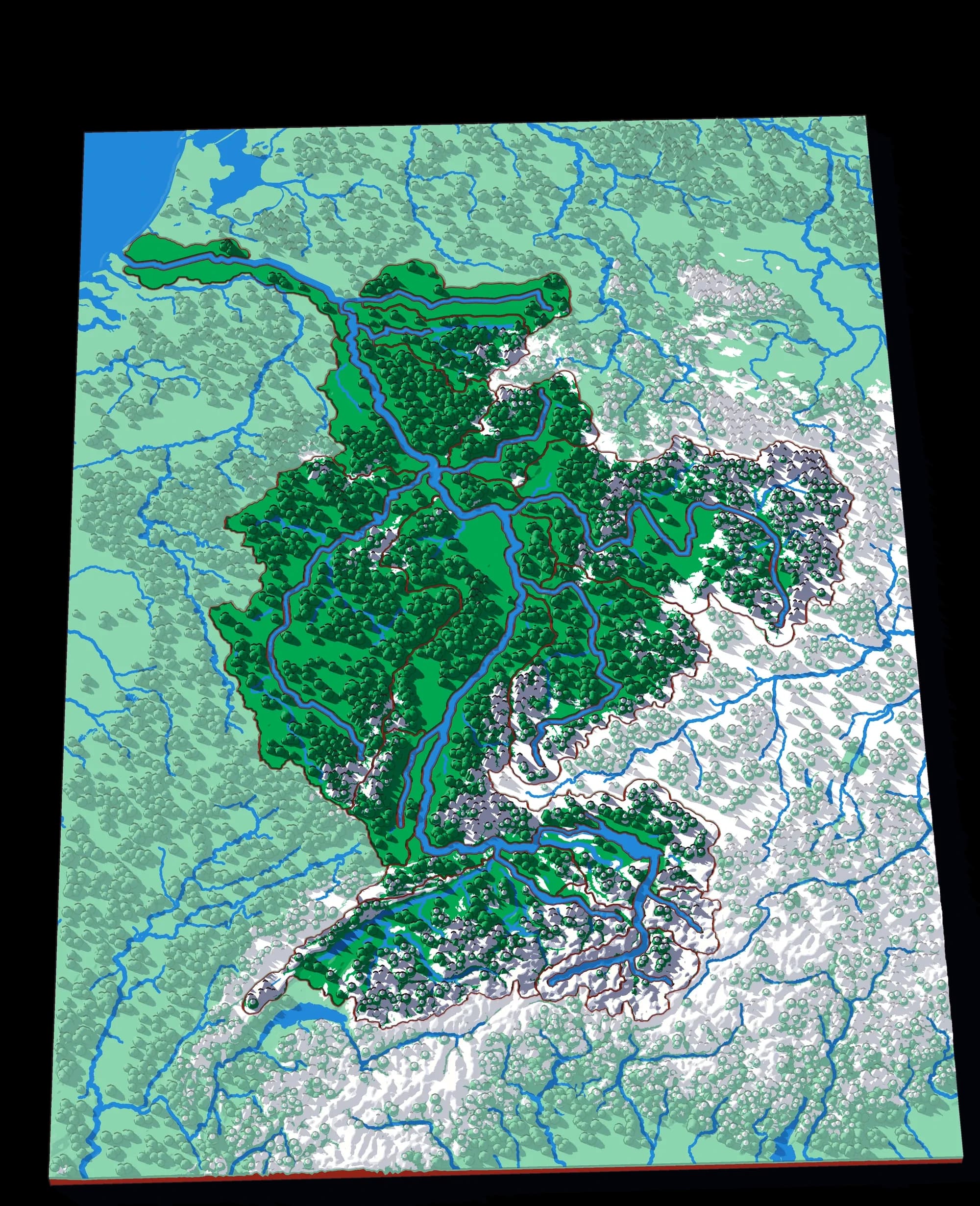 The Rhine relief puzzle, seen at an angle