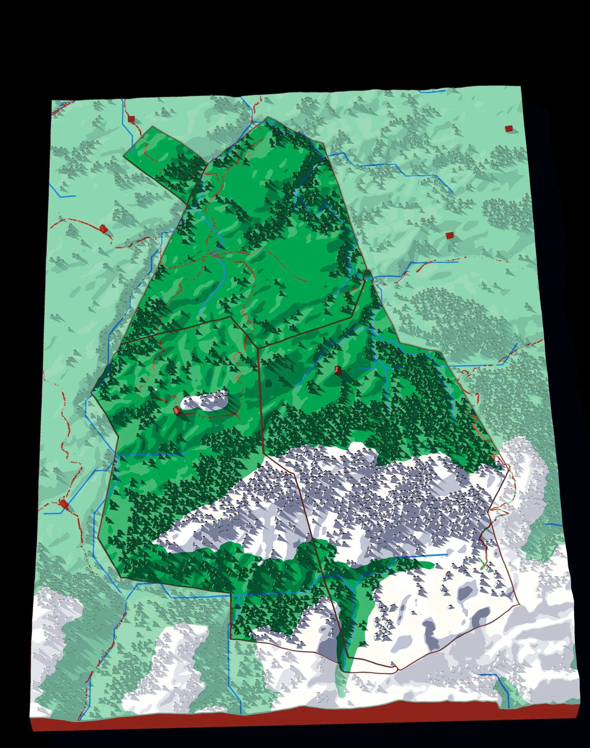 Schwarzenburg als Relief-Puzzle, schräg von oben