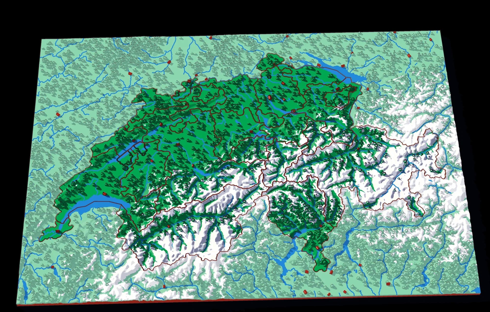 Svizzera, puzzle in rilievo, visto di sbieco