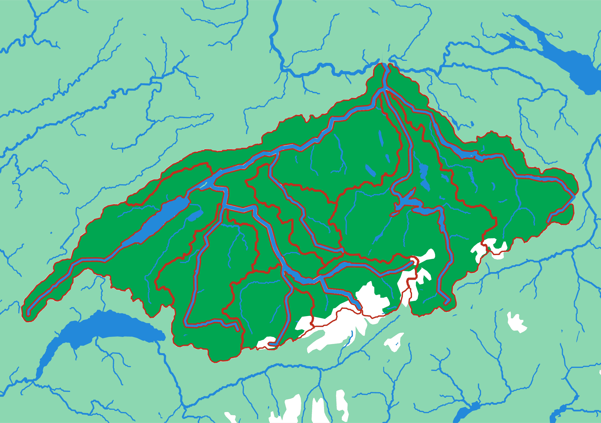 The Aare relief puzzle map seen from above — 15 pieces