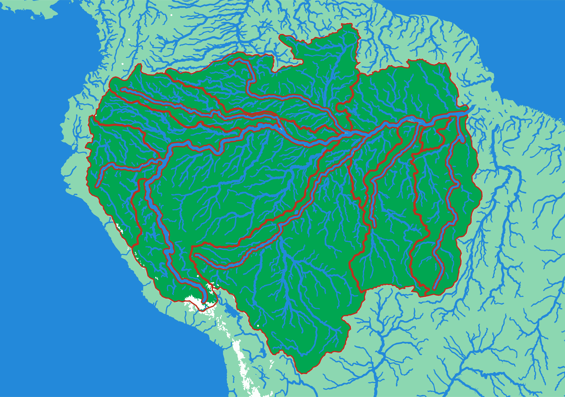 The Amazon relief puzzle map seen from above — 12 pieces