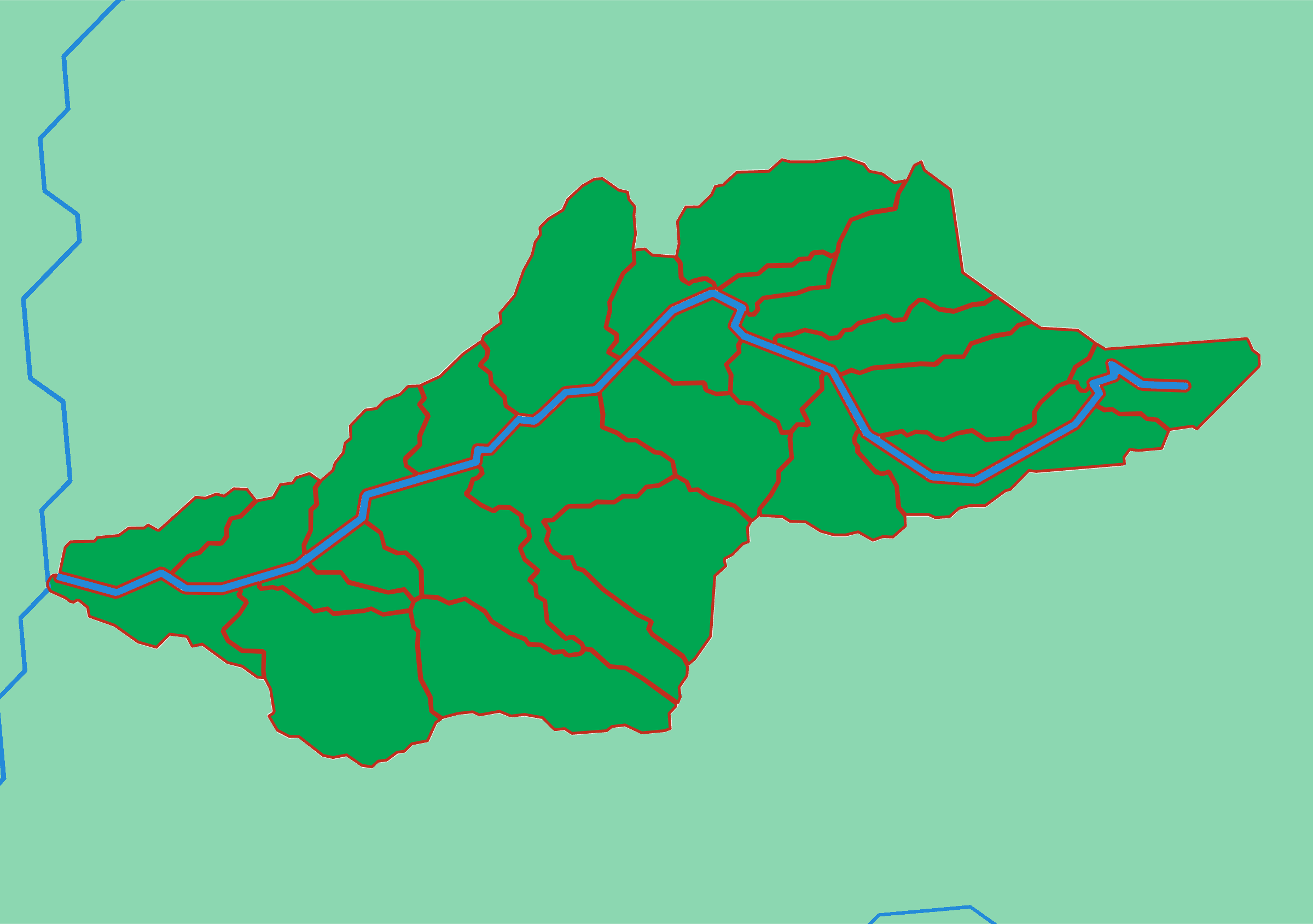 Barichara als Relief-Puzzlekarte von oben — 26 Teile