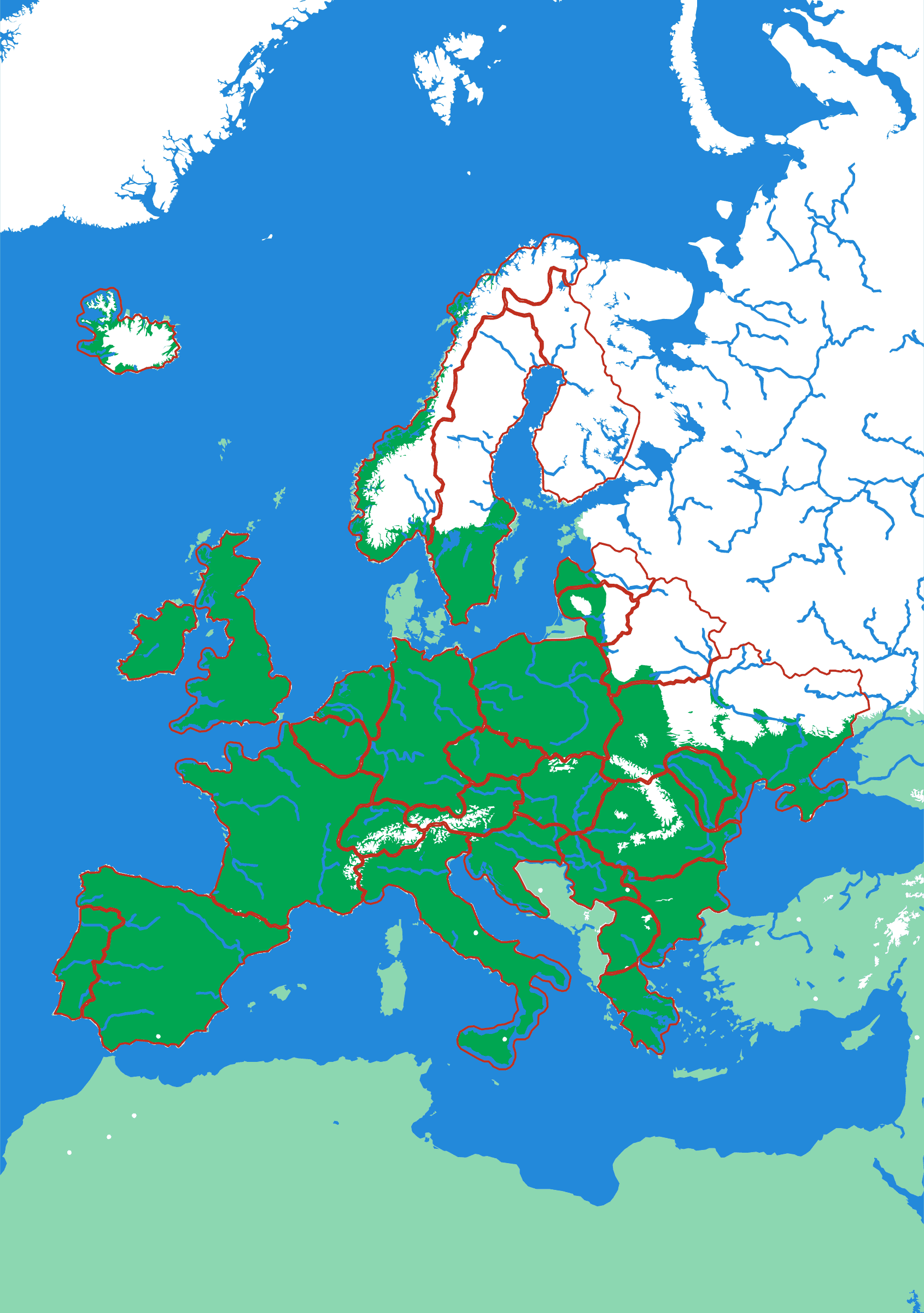 Europa als Relief-Puzzlekarte von oben — 29 Teile