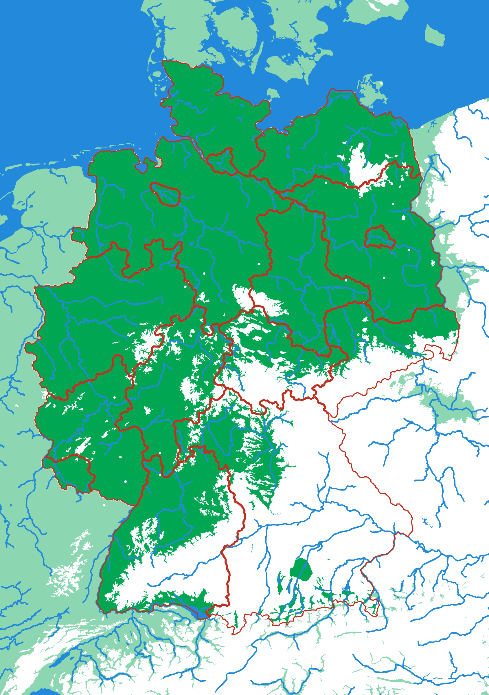 Deutschland als Relief-Puzzlekarte von oben — 16 Teile