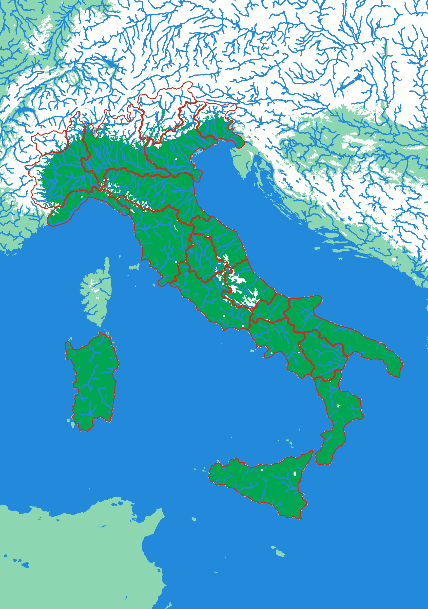 Italien als Relief-Puzzlekarte von oben — 20 Teile