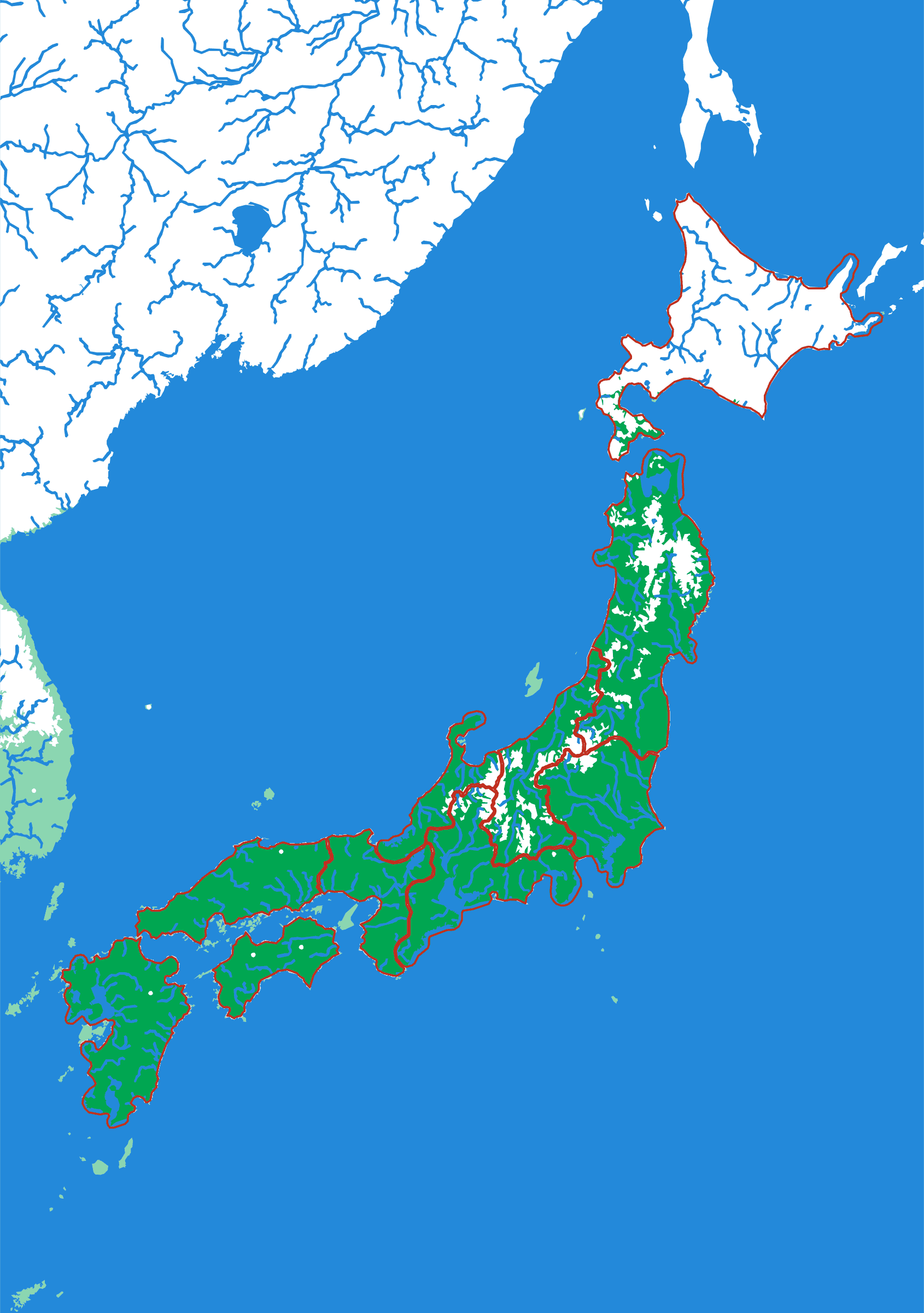 Japan relief puzzle map seen from above — 10 pieces