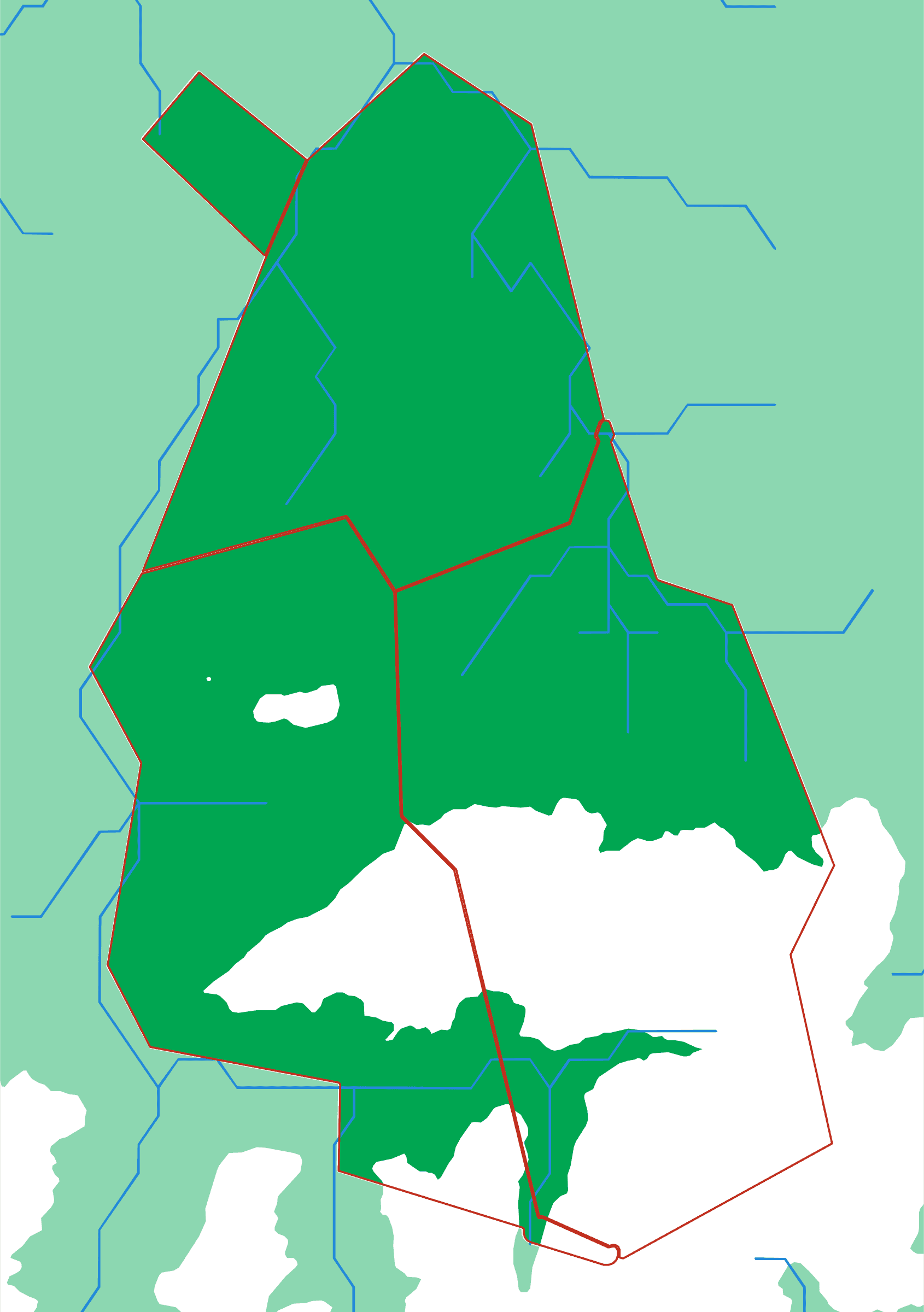 Schwarzenburg als Relief-Puzzlekarte von oben — 4 Teile