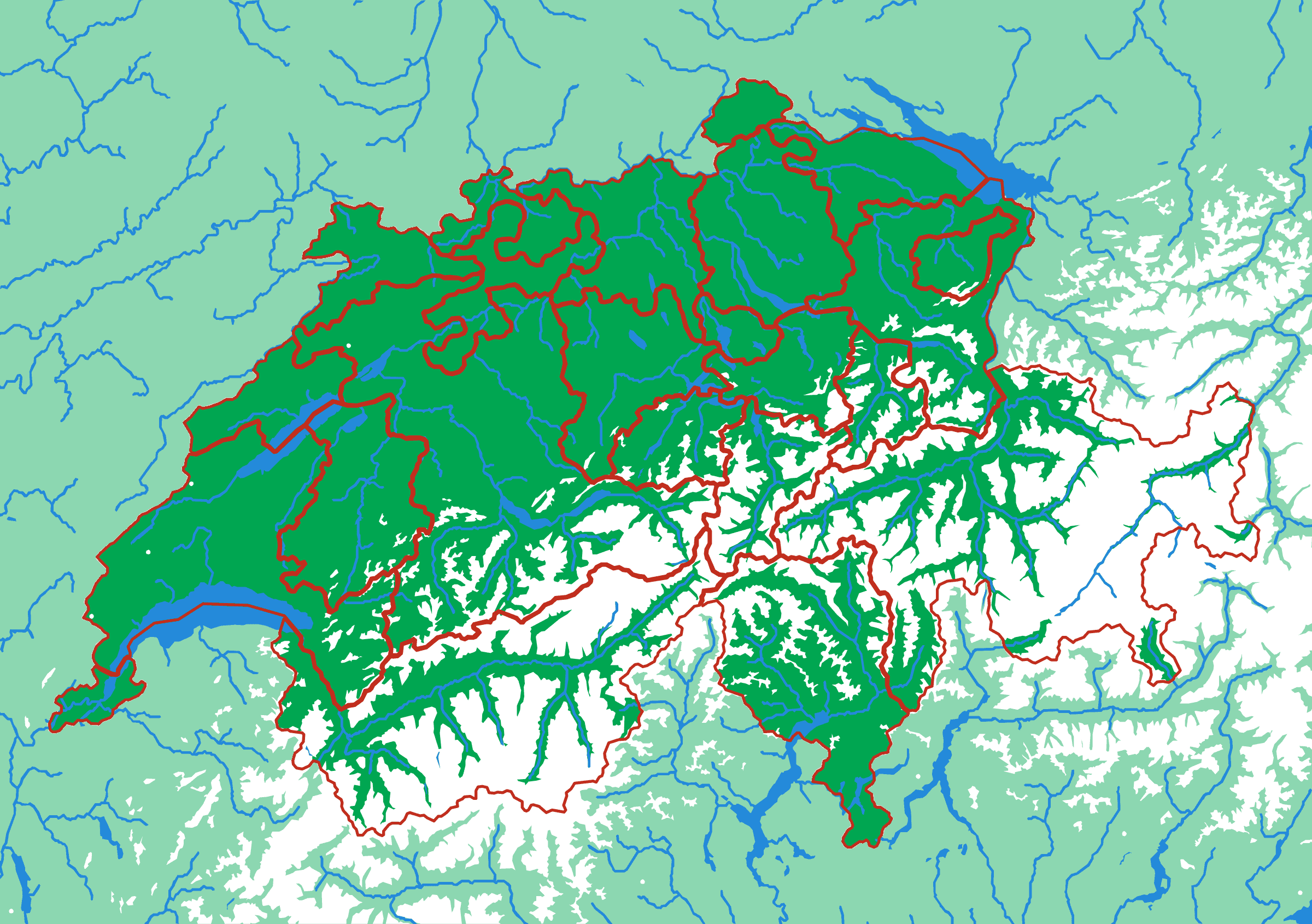 Svizzera, puzzle-mappa in rilievo visto dall'alto — 23 pezzi