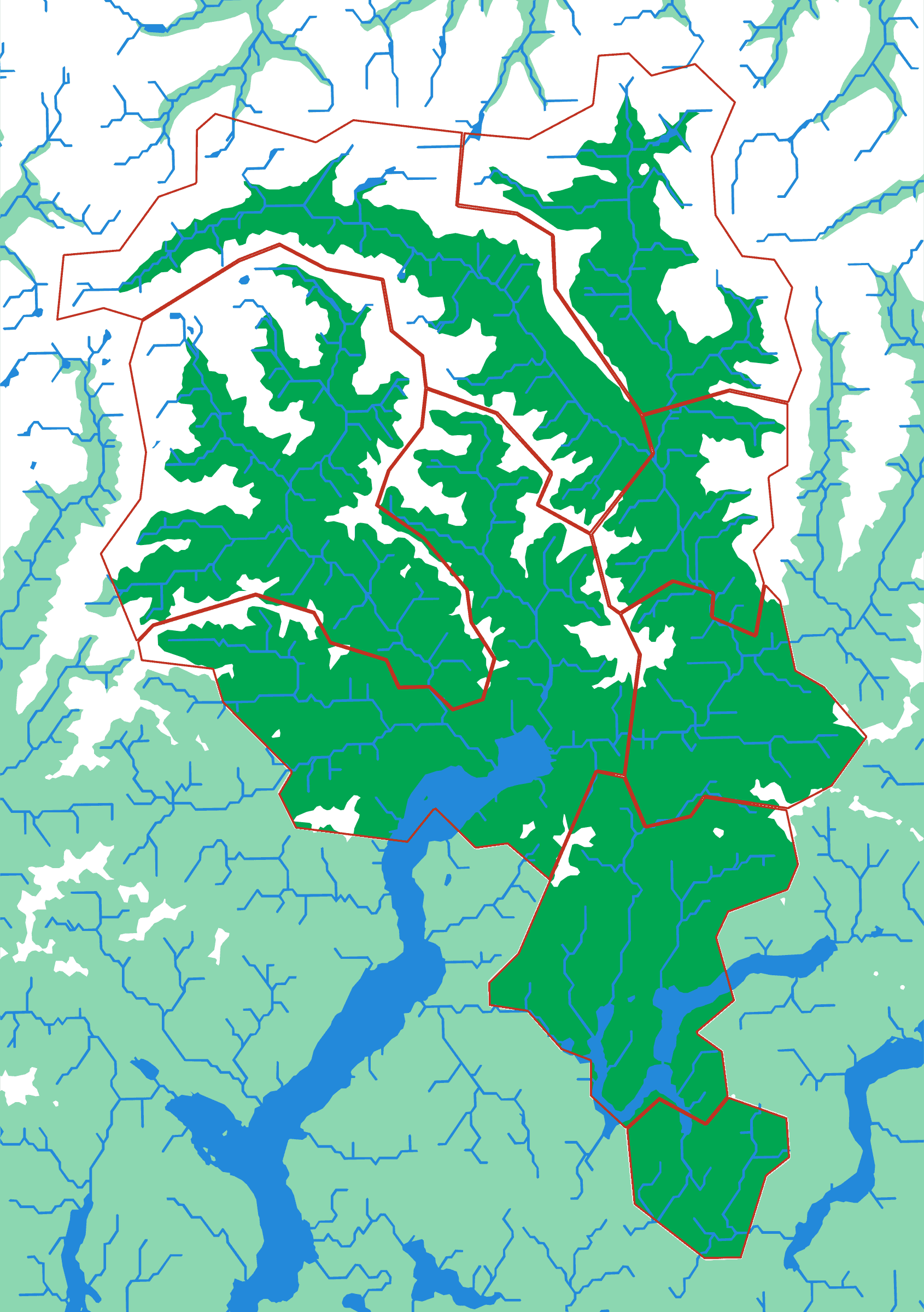 Tessin als Relief-Puzzlekarte von oben — 8 Teile