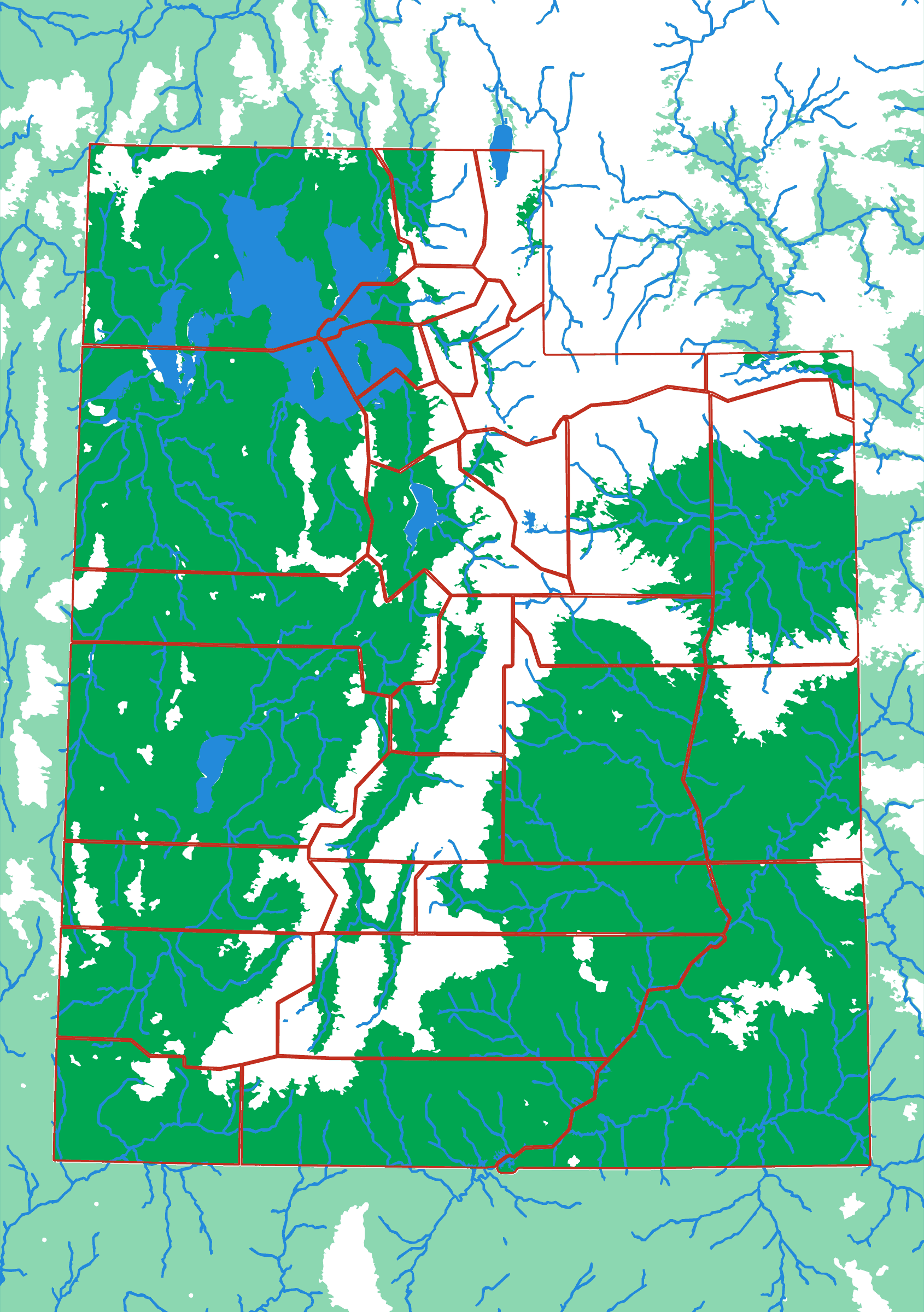 Utah relief puzzle map seen from above — 29 pieces