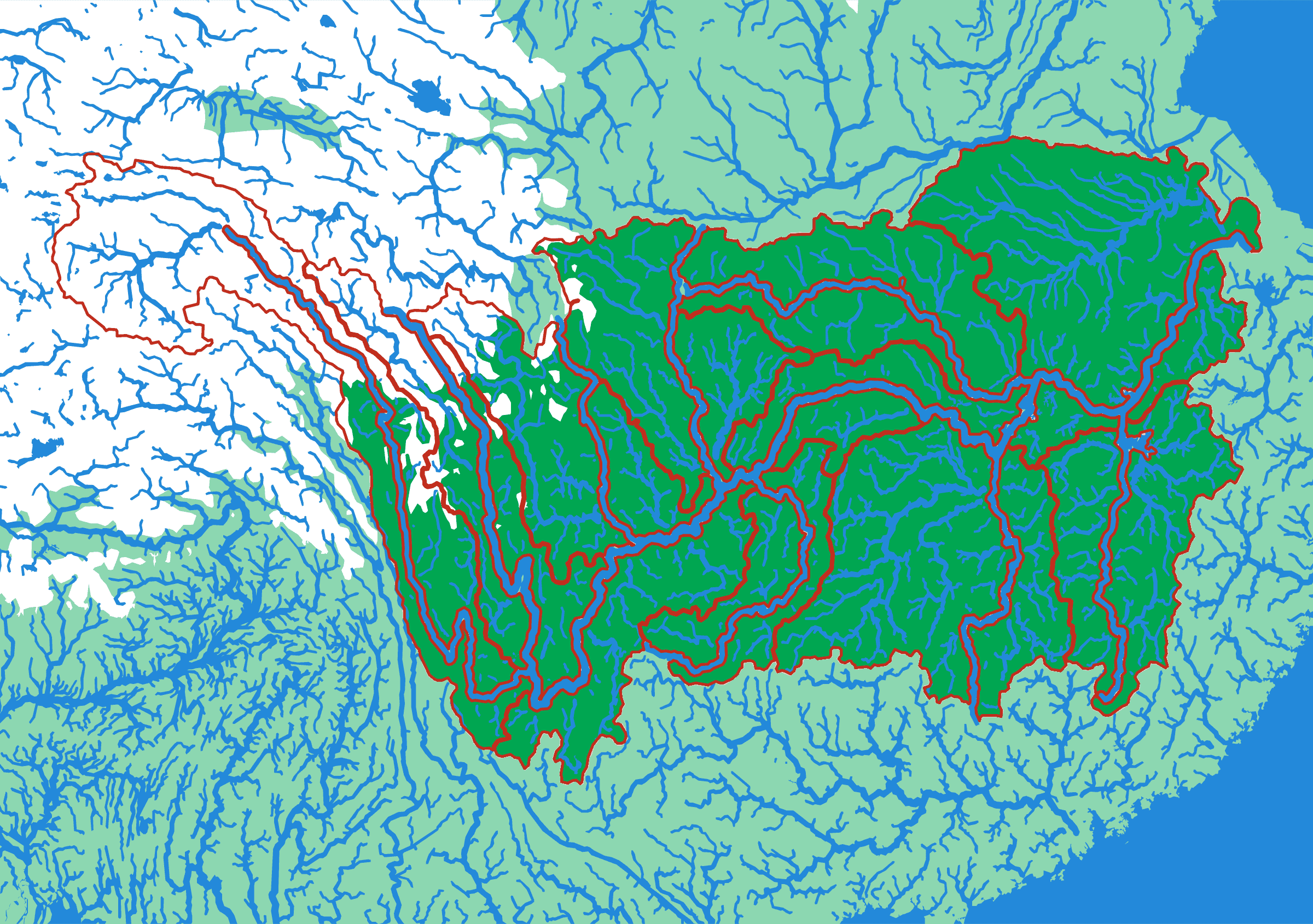 The Yangtze relief puzzle map seen from above — 21 pieces