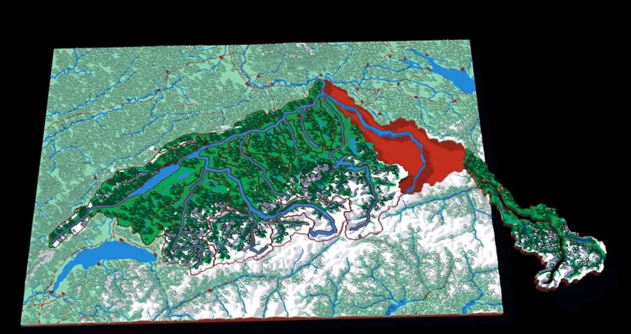 The Aare relief puzzle map, 15 pieces