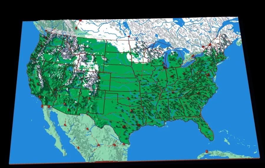 The United States relief puzzle map, 50 pieces