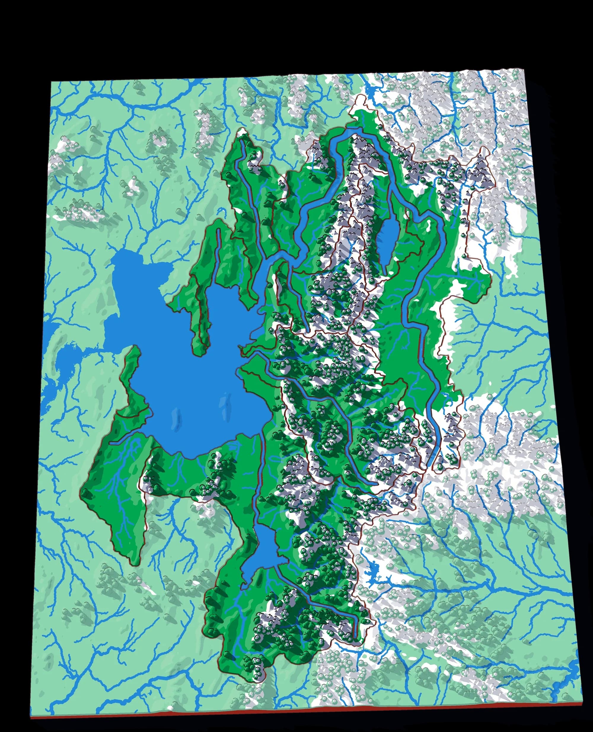 Il Grande Lago Salato, puzzle in rilievo, visto di sbieco