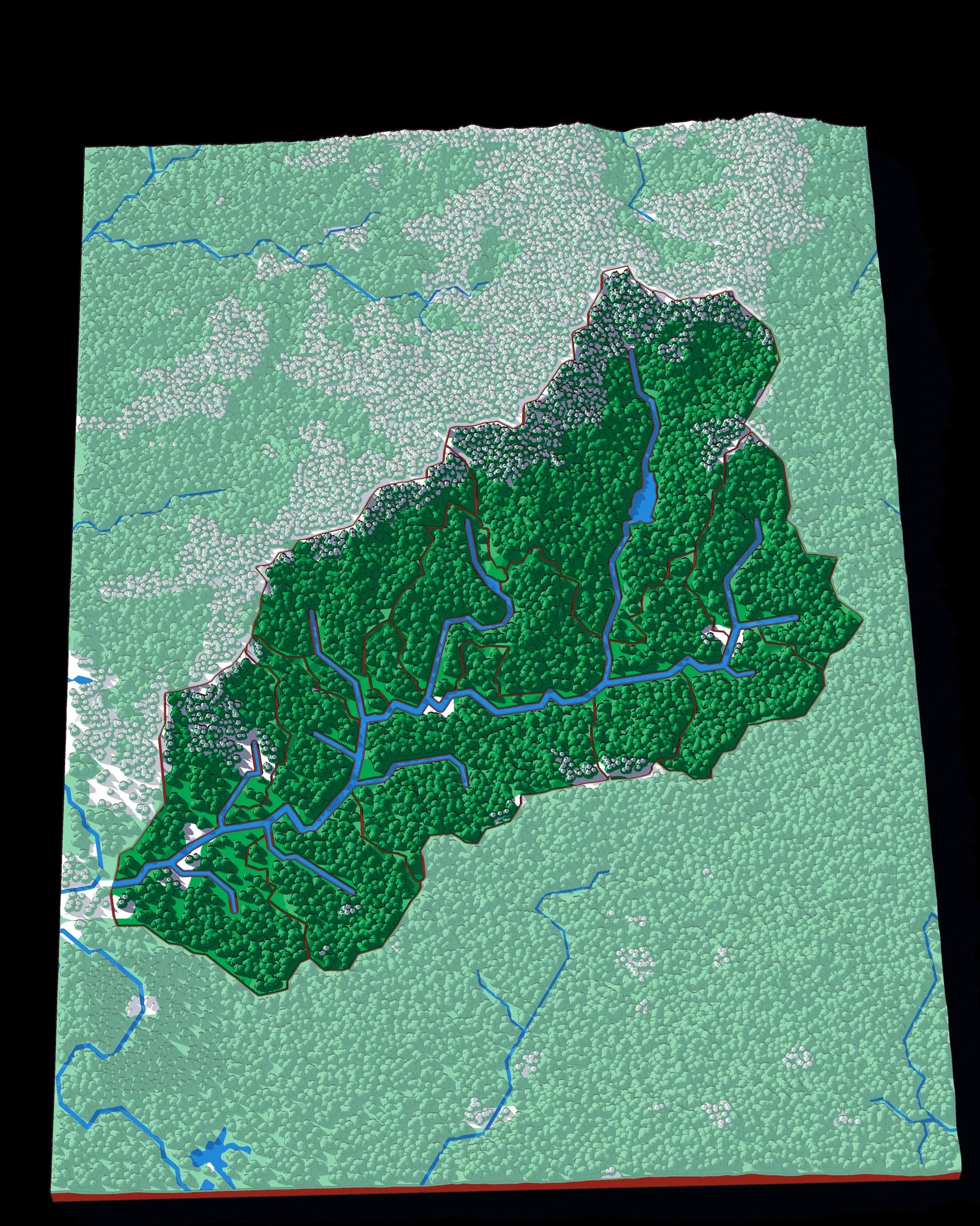 The Swannanoa relief puzzle, seen at an angle
