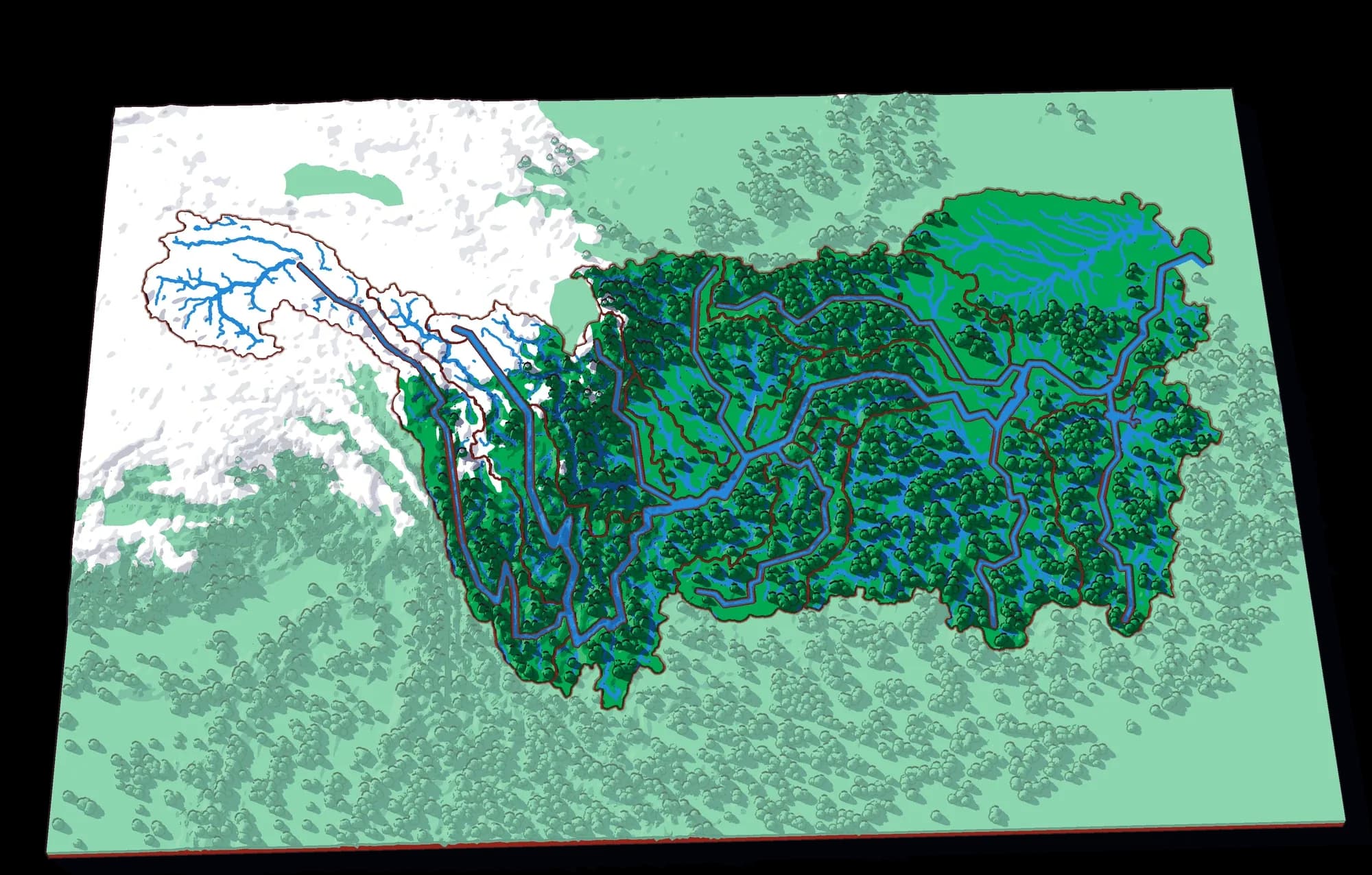The Yangtze relief puzzle, seen at an angle