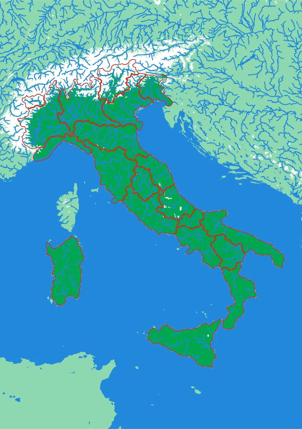 Italy relief puzzle map, 20 pieces