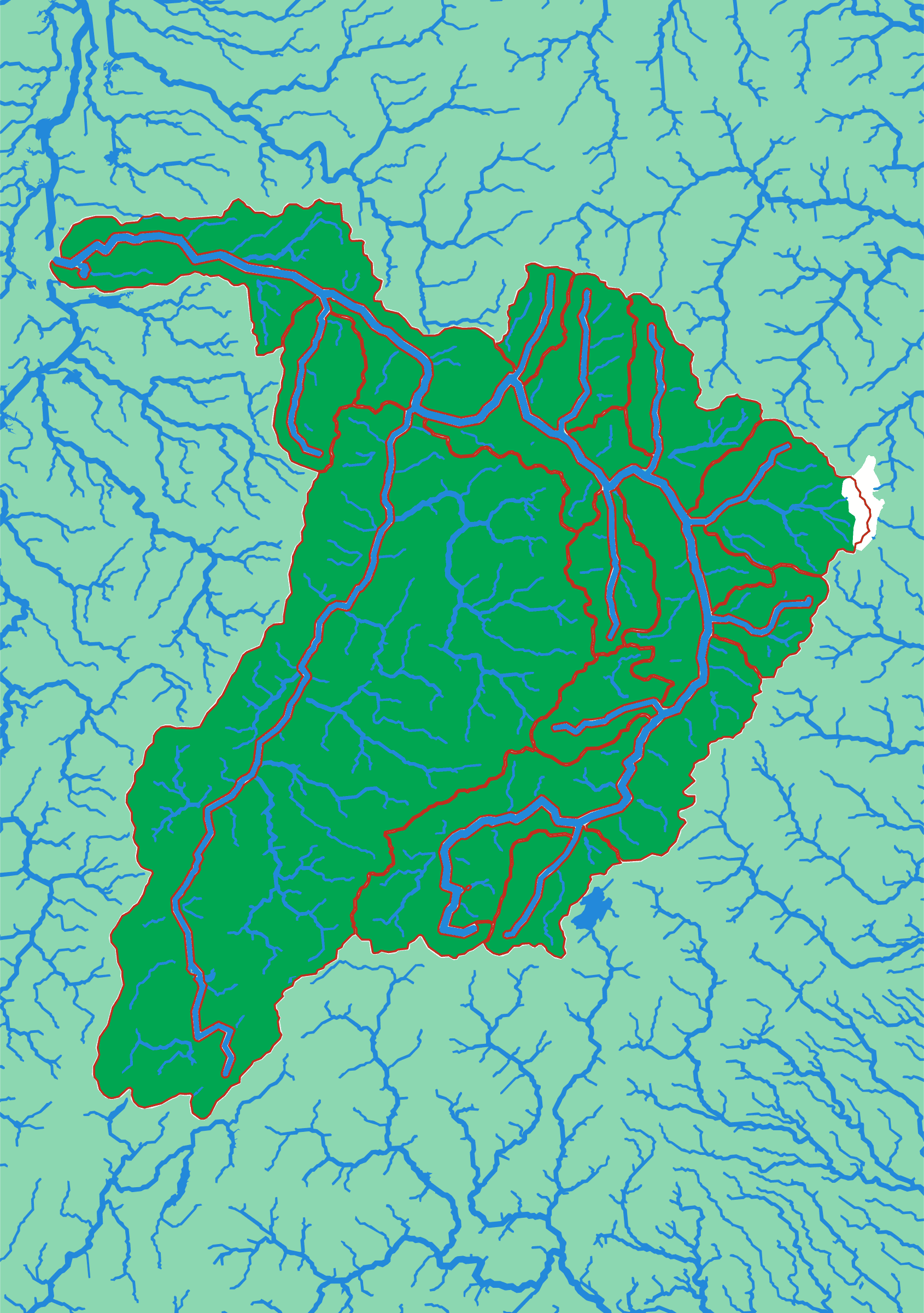 Der Sogamoso als Relief-Puzzlekarte von oben — 20 Teile